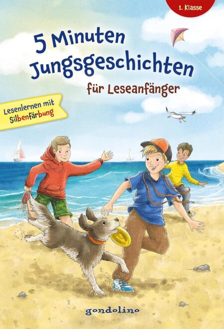 5 Minuten Jungsgeschichten fur Leseanfanger mit Silbenfarbung ab 6 Jahre fur die 1. Klasse.