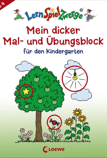 LernSpielZwerge - Mein dicker Mal- und Übungsblock für den Kindergarten: Beschäftigungsblock für Kinder ab 4 Jahre