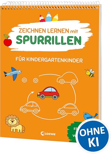 Zeichnen lernen mit Spurrillen - Für Kindergartenkinder: Schritt für Schritt zum Mal-Profi - Zeichenblock mit vorgeprägten Linien für Kinder ab 4 Jahren - Fördert die Feinmotorik und Kreativität